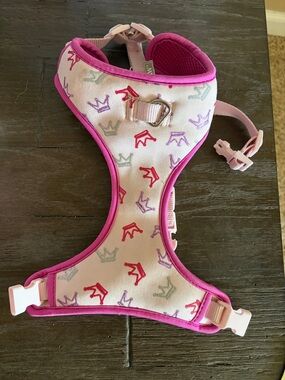 Top Paw Pink & White Crown Print Small Dog Harness